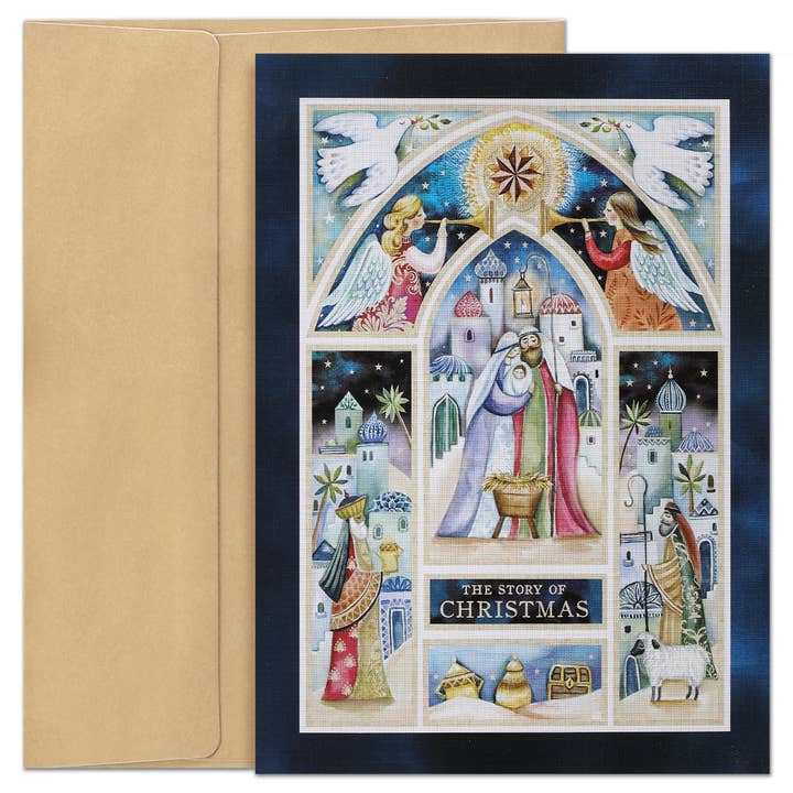 Window into Bethlehem Boxed Holiday Cards for wholesale by Masterpiece Studios