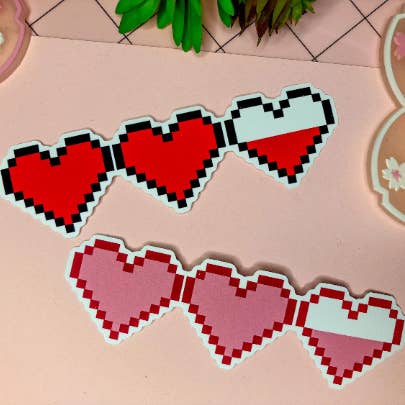 Pixel heart life bar vinyl sticker| retro gaming for wholesale by The little birdee co