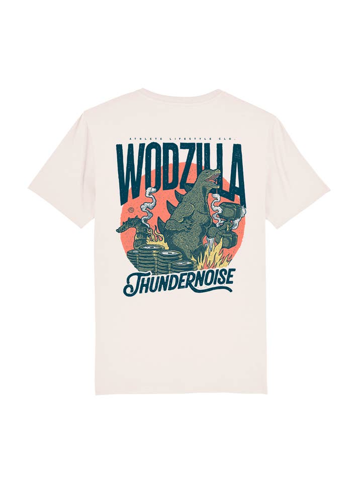 Thundernoise - Wholesale Screen Printed T-Shirt - Unisex - Wodzilla T-Shirt - Vintage White