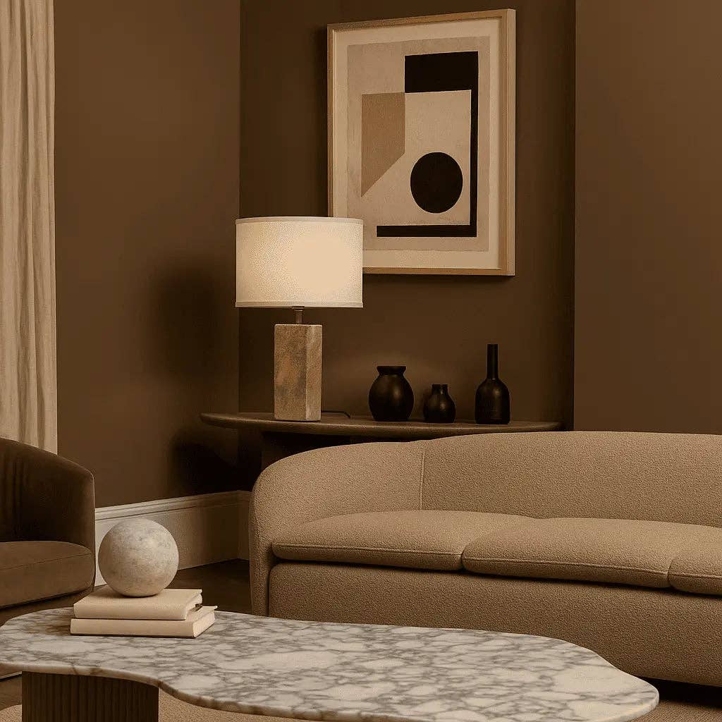 Tavellio - Wholesale Accent/desk lamp - Rosie Travertine Lamp | Cotton Shade & Elegant Design7