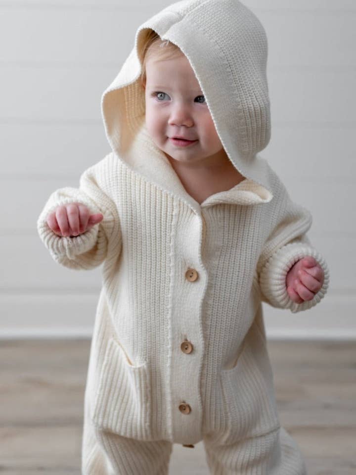 Yooushi - Wholesale Jumpsuit - Baby - Cloud Cream Hooded Knit Playsuit2