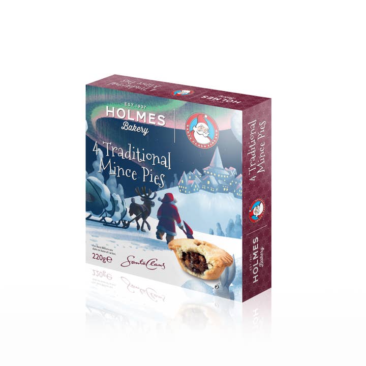 Holmes Bakery Lot de 4 tartes hachées au père Noël pour la vente par Holmes Bakery
