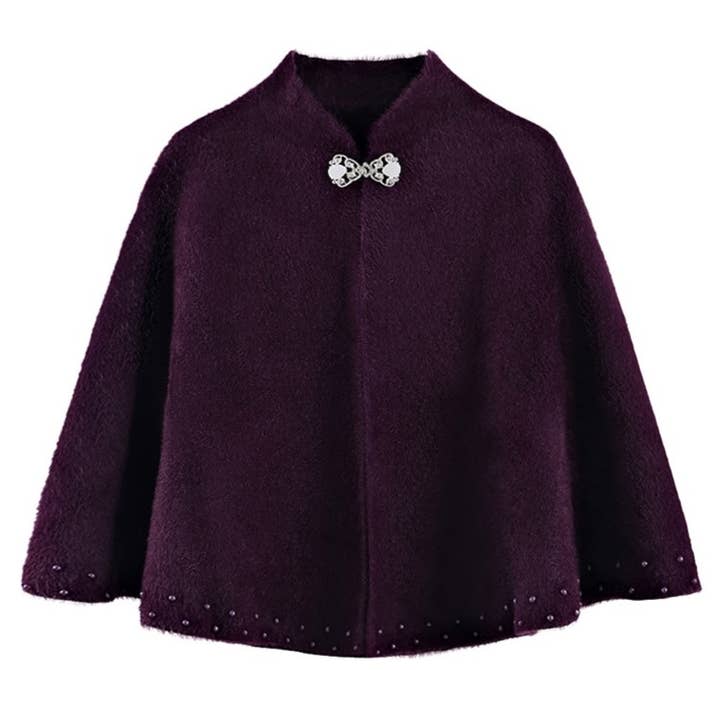 Lila Cape Shrug med Dekorativ Stängning B028 för wholesale av PEACH ACCESSORIES