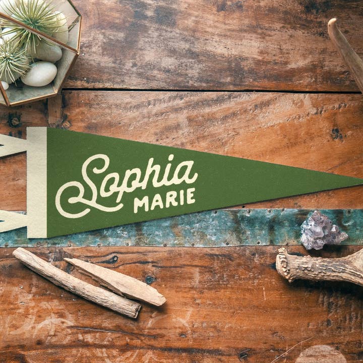 Benoit's Design Co. - Wholesale Sign - Custom Heritage Name Felt Pennant - Bold