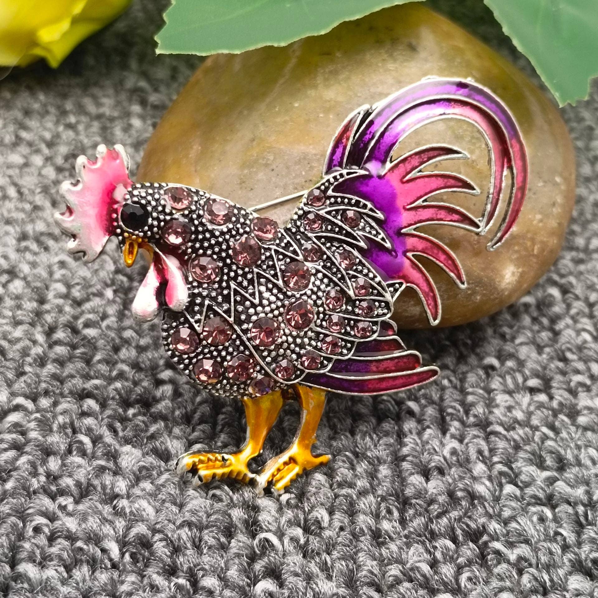 Mio Queena - Wholesale Brooch - Colored Rhinestone Enamel Rooster Brooch6