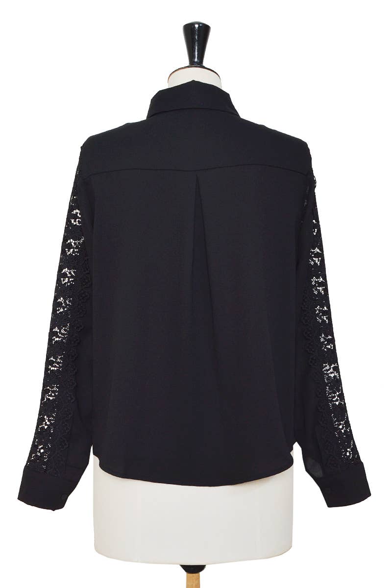 ELLI WHITE - Wholesale Button Down Shirt - Women's - Shirt with lace insert6