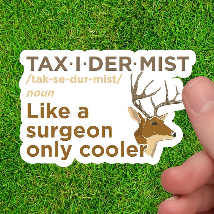 Aufkleber „Taxidermist Definition“ | Aufkleber zur Befestigung von Taxidermy für den Großhandel von Dancing Dolphin Crafts