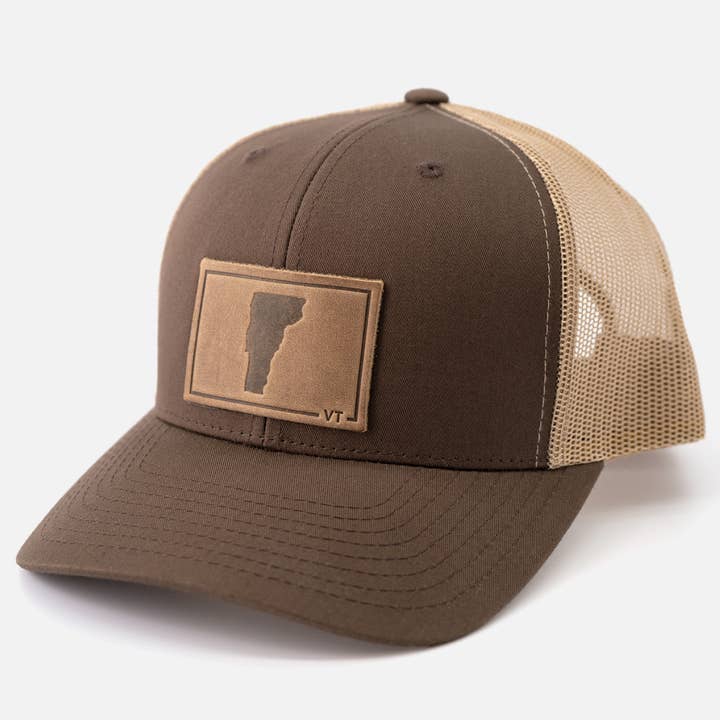 Range Leather Co. - Wholesale Trucker Hat - Unisex - Vermont Silhouette Hat | Leather Patch Trucker Hat