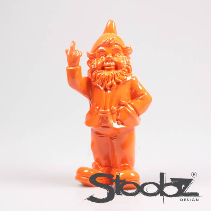 Imhof & Stevens BV - Wholesale Garden Gnome - STOOBZ DESIGN LEPRECHAUN F*CK YOU (MIDDLE FINGER) 16X12X32 CM