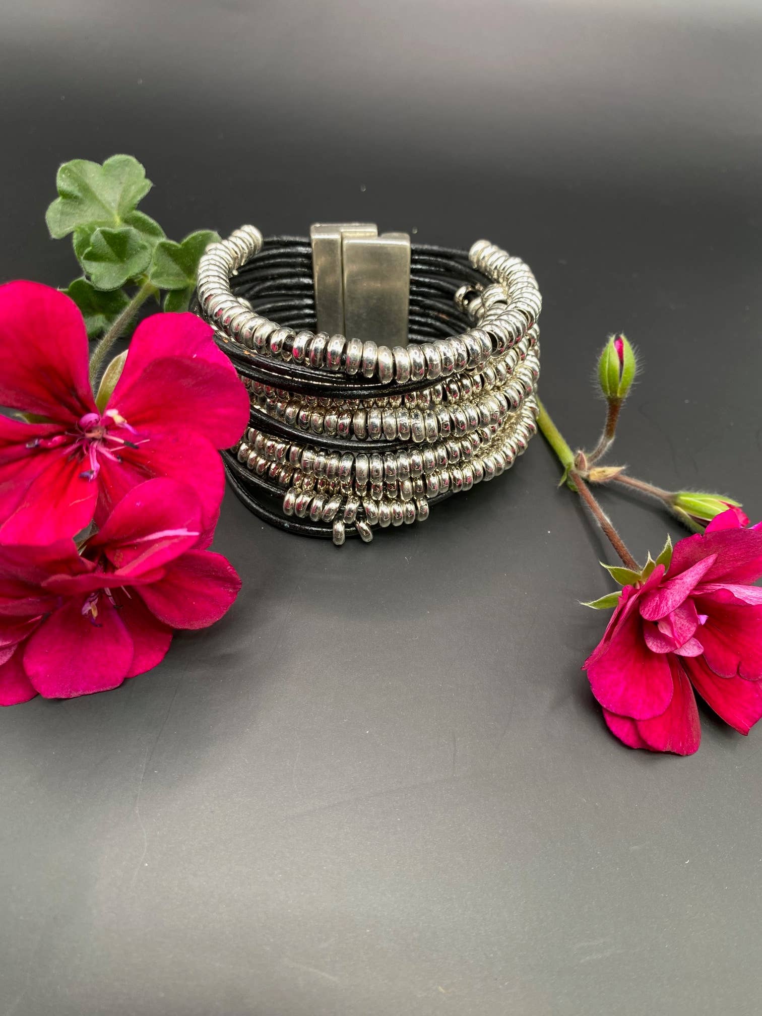 Trades by Haim Shahar - Wholesale Beaded Bracelet - Style & Substance Black Leather Bead Bracelet3