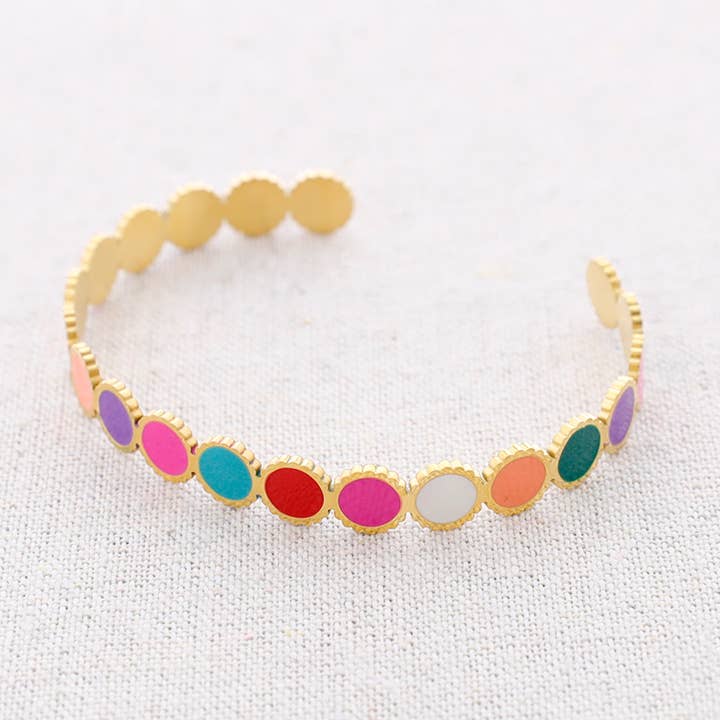 multicolore Bracciale regolabile in acciaio smaltato Circles in vendita all'ingrosso su Faire0