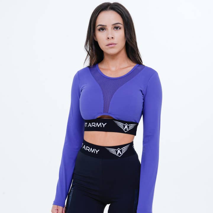 Top corto Aphrodite a maniche lunghe Rosa Viola per la vendita all'ingrosso da parte di FIT ARMY