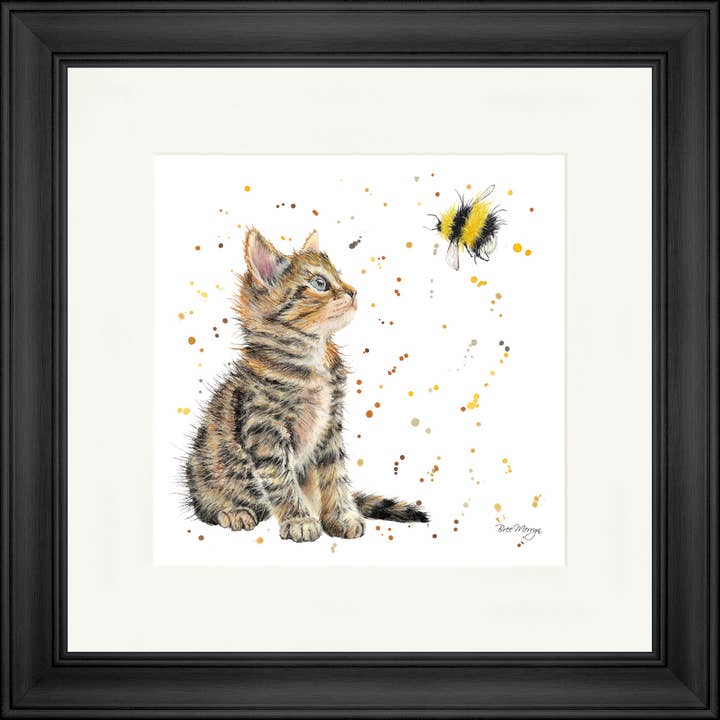 Blauwe en Bumble Vierkante Ingelijste Print (13" of 19") voor wholesale door Bree Merryn Art Ltd