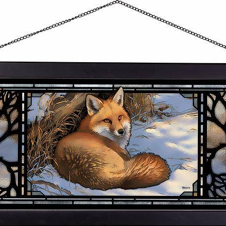 RESTFUL FOX 13X23 FRAMED GLASS ART for wholesale by Art Brand Studios