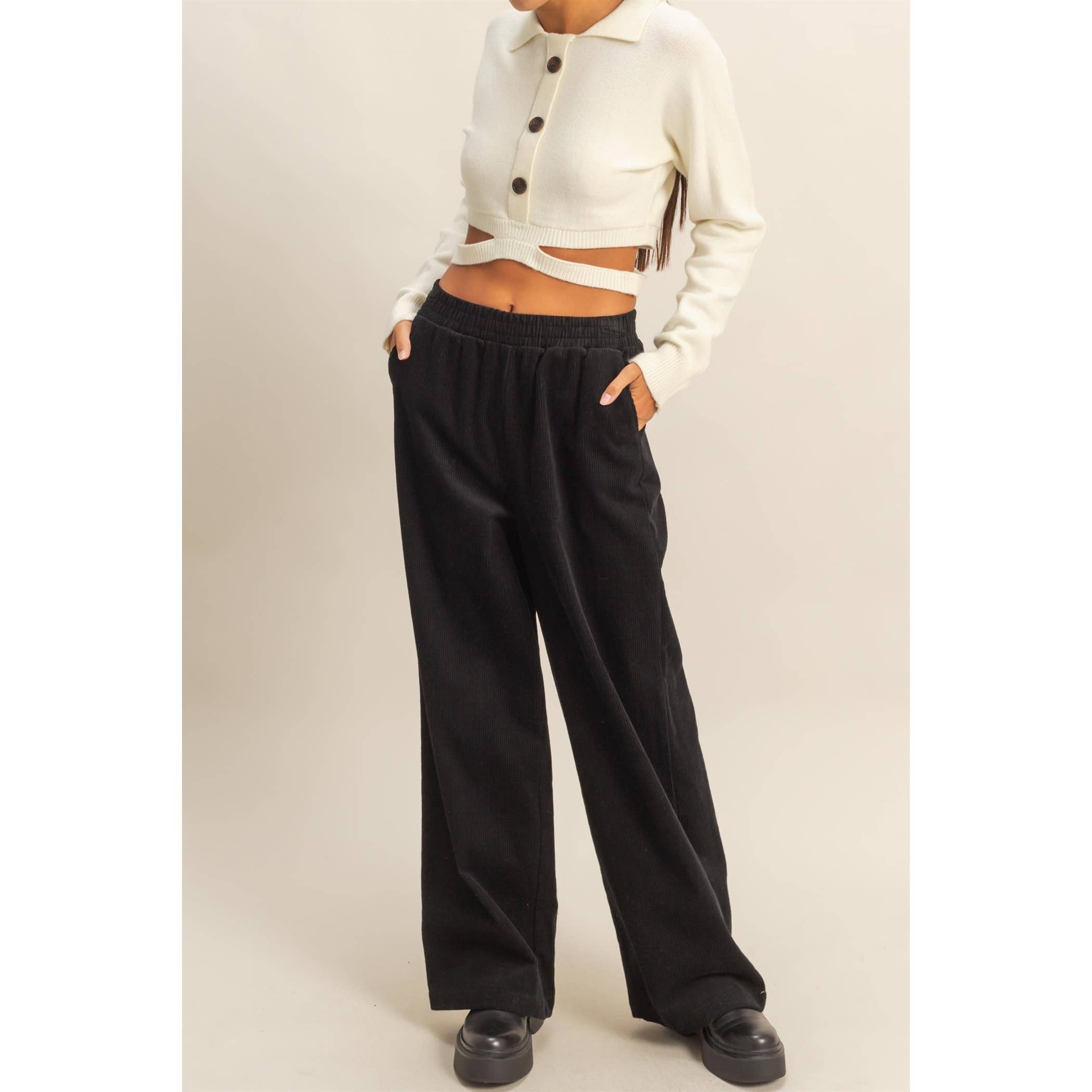 Double Zero - Wholesale Pants - Women's - Corduroy High-Waisted Wide Leg Pants3