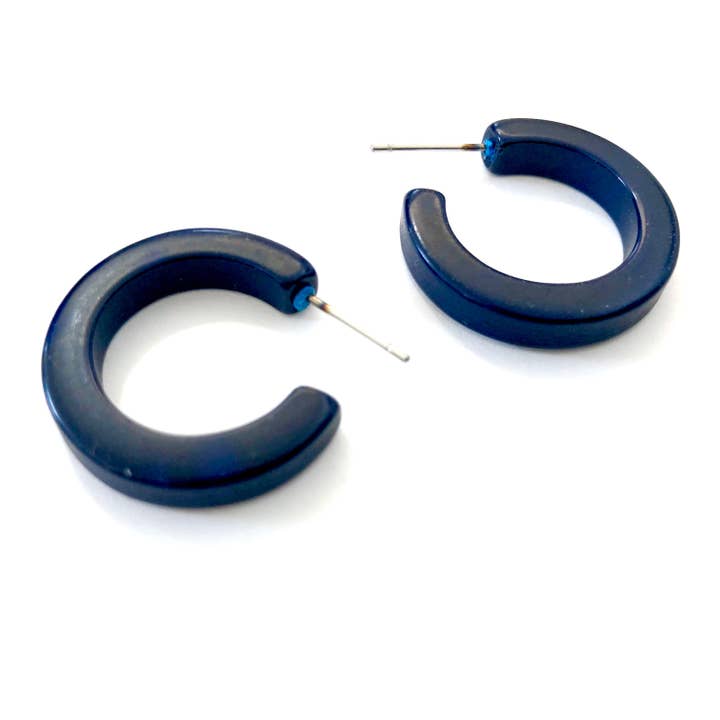 Leetie Lovendale - Wholesale Hoop Earrings - Navy Blue Hoop Lucite Pin Up Hoop Earrings
