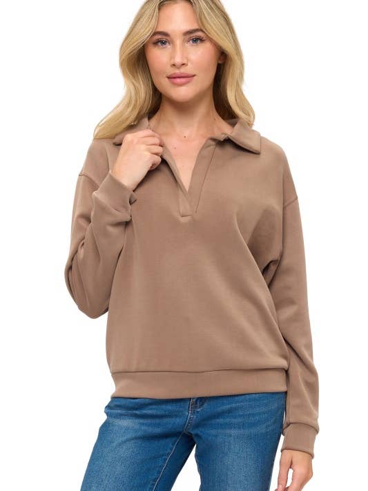 Top met Kraag in Scuba voor wholesale door Ariella USA