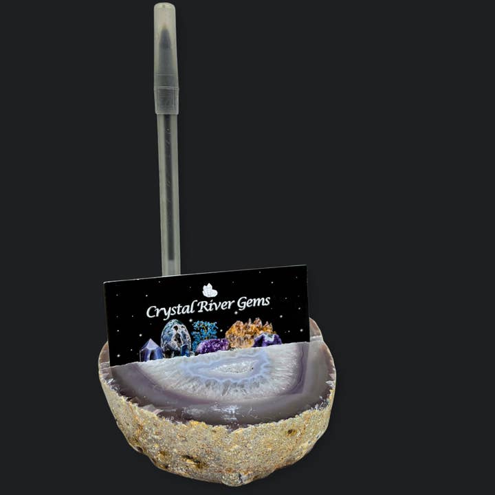 Crystal River Gems LLC - Wholesale Spiritual Stone/Crystal - Natural Agate Geode Pen and Card Holder Gemstone Home Office Decor Wholesale Crystal Supply2