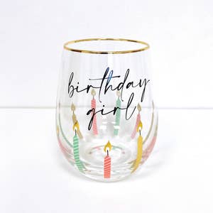 Party To Go Birthday Girl 15oz Acrylic Stemless Wine Glass