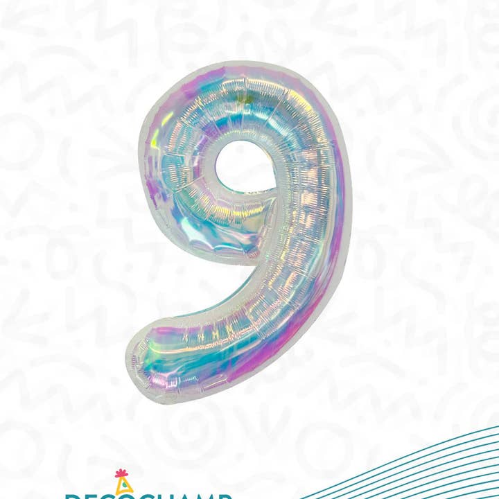 THE BALLOON HUB - Wholesale Balloon - DecoChamp Iridescent Air-fill Number Balloons (0 to 9) - 34 in.9
