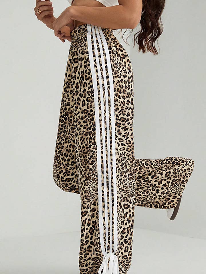 Leopard Print Stripe Casual Pants for wholesale by Soli Echo
