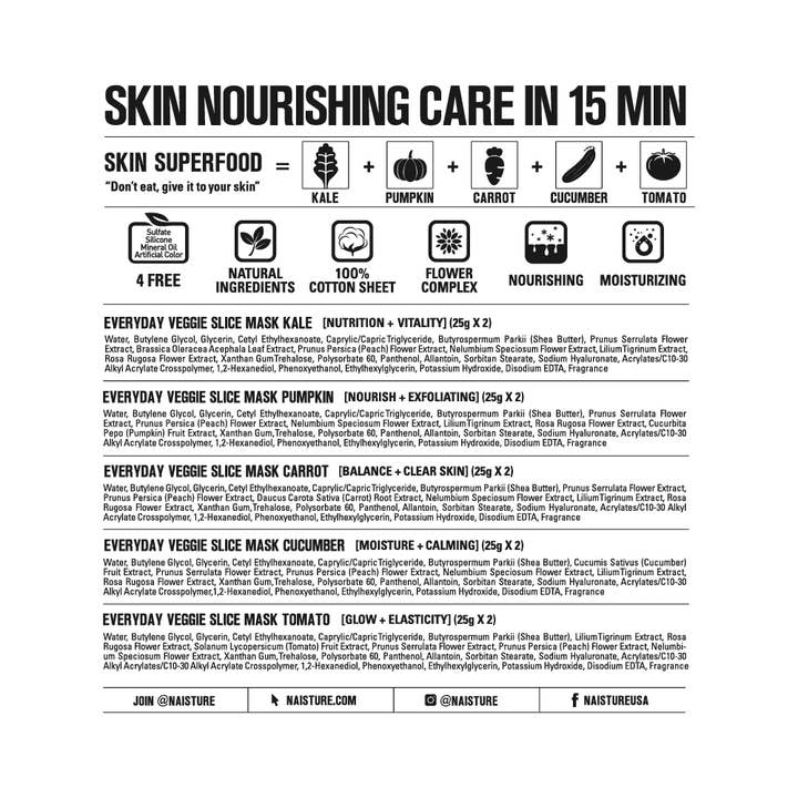 Naisture - Wholesale Skincare Face Mask - Naisture 15Min Nourish Me Kit for Skin Care &Beauty (10pack)
