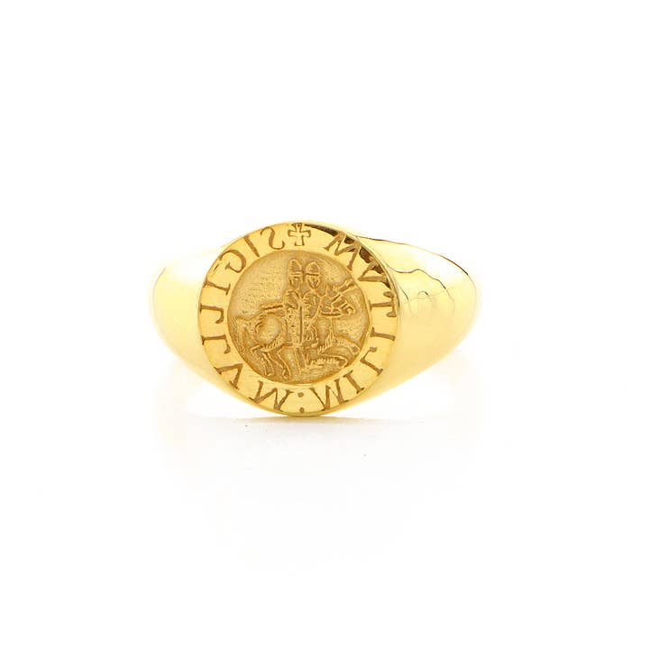 Magic Hands Jewelry – wholesale Signet ring – Knights Templar Wax Seal Signet Ring, 14k Solid Yellow Gold