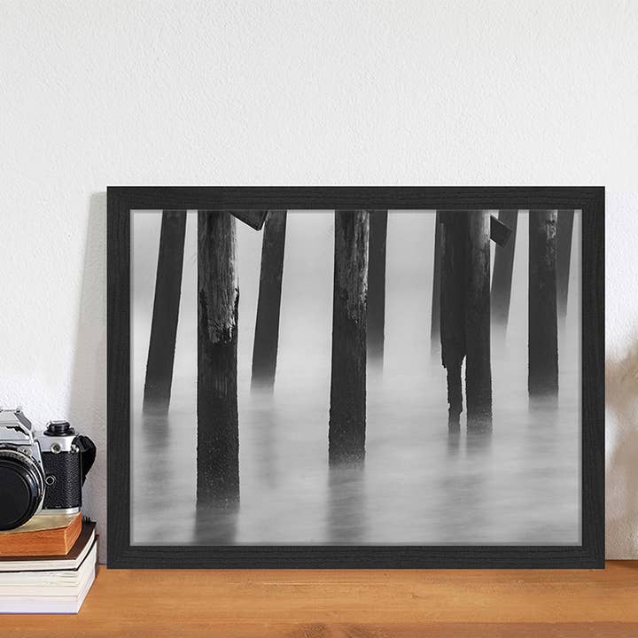 Black Foggy Ocean image. Wall art print with frame. for wholesale on Faire1