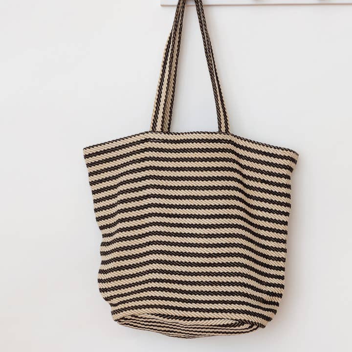 Will & Atlas - Vendita all'ingrosso Borsa tote - Donna - Borsa a tracolla in juta/Paris a righe nere1