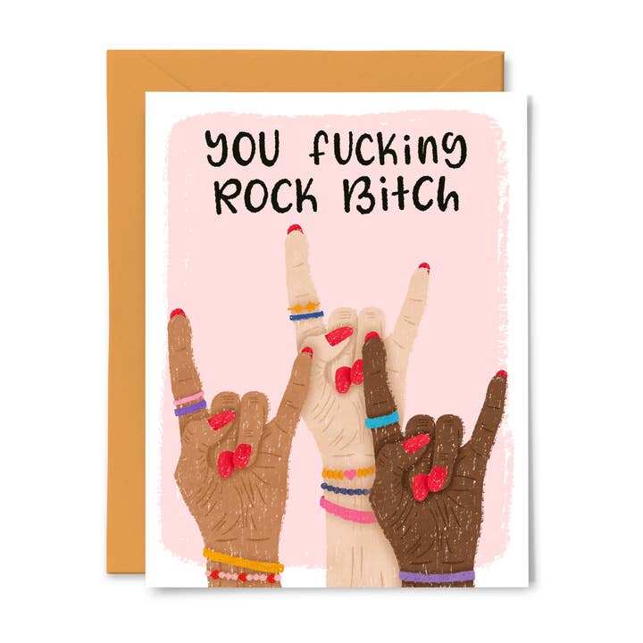 You fucking rock bitch - Friendship card for wholesale by Paper Bunny Press