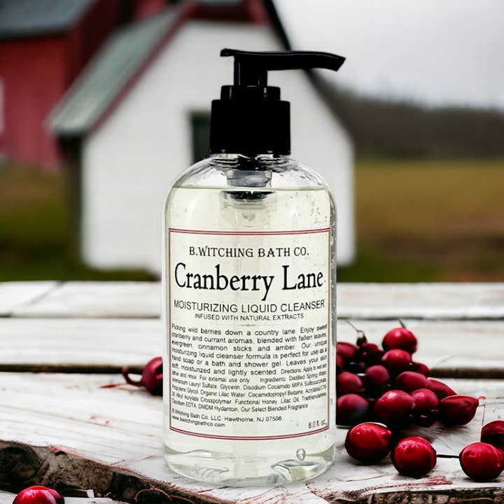Cranberry Lane Moisturizing Liquid Cleansers 8oz for wholesale by B. Witching Bath Co.