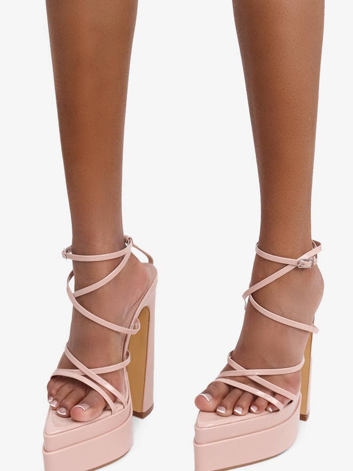 Nude WHOLE LIFE - Patent Platform Heels, Strappy Upper for wholesale on Faire