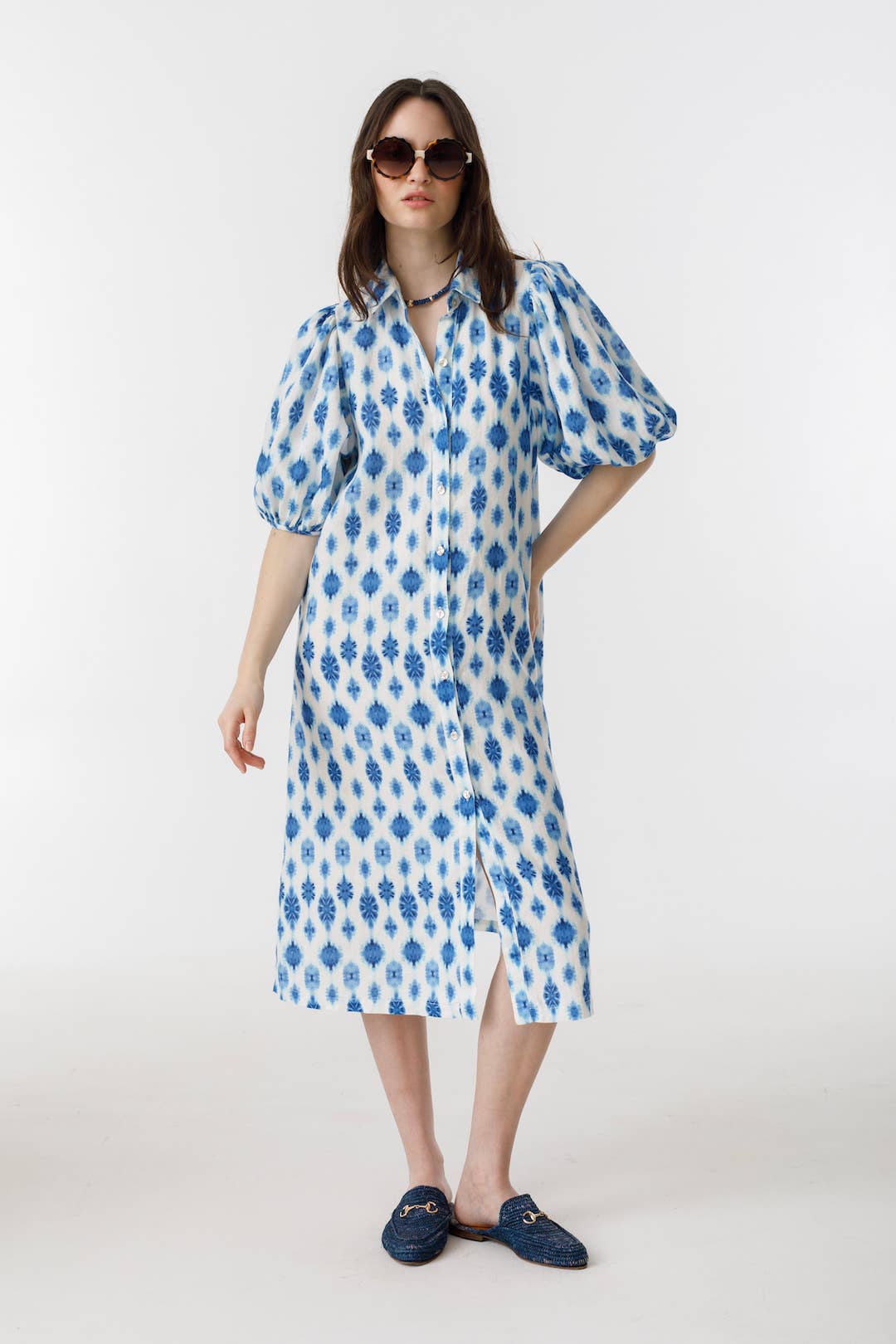 Angel Linen Dress - Hamptons Print for wholesale on Faire4