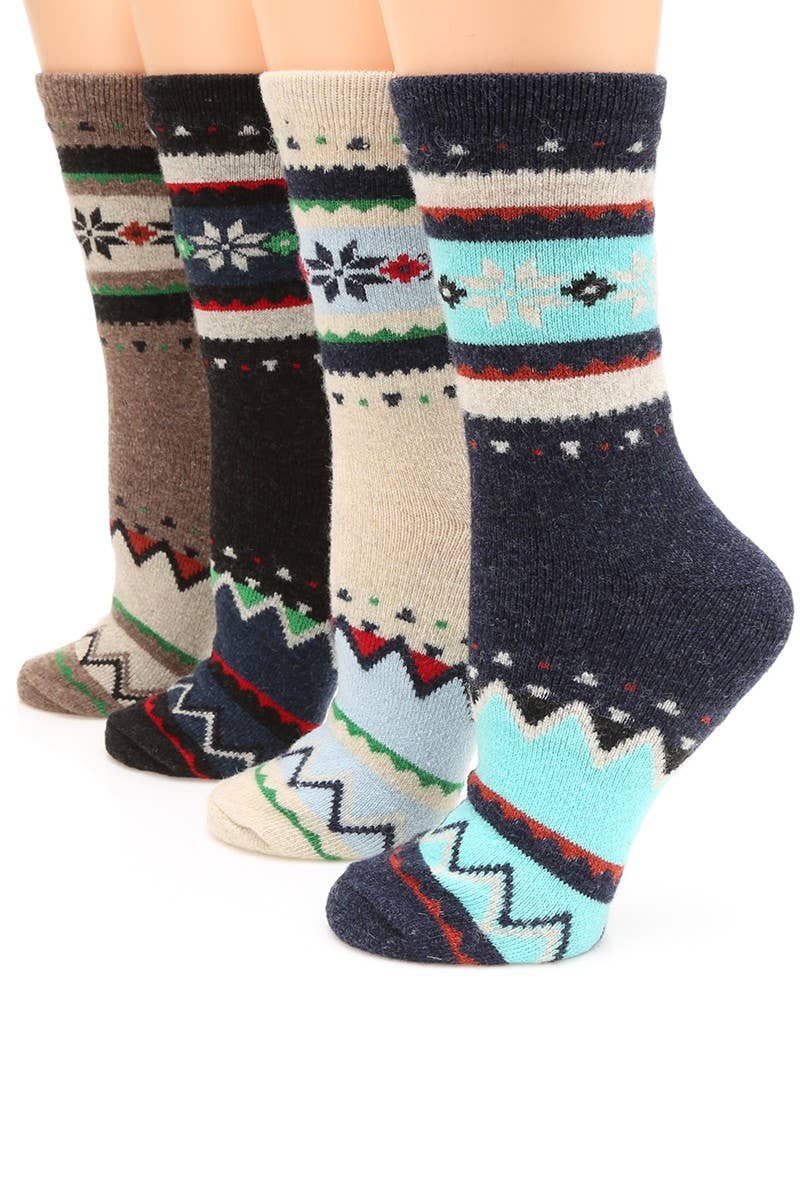 Women's Snowflake Wool Blend Crew Socks for wholesale on Faire2