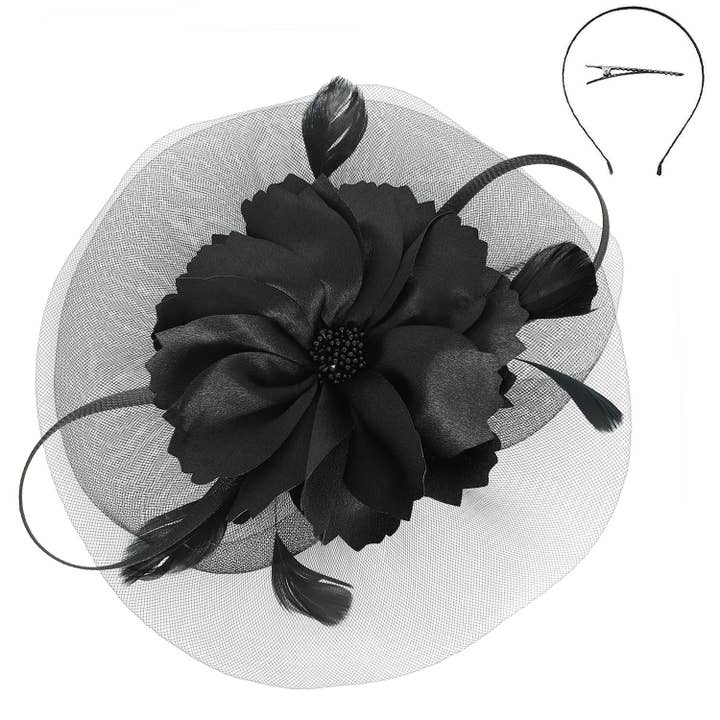 SP Sophia Collection - Wholesale Fascinator Hat - Women's - Elegant Floral Feathered Organza Mesh Fascinator