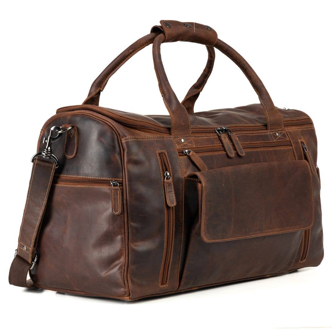 Greenwood Leather - Wholesale Weekender Bag - Men's - Large Leather Weekender Bag - Casual Vintage Look9