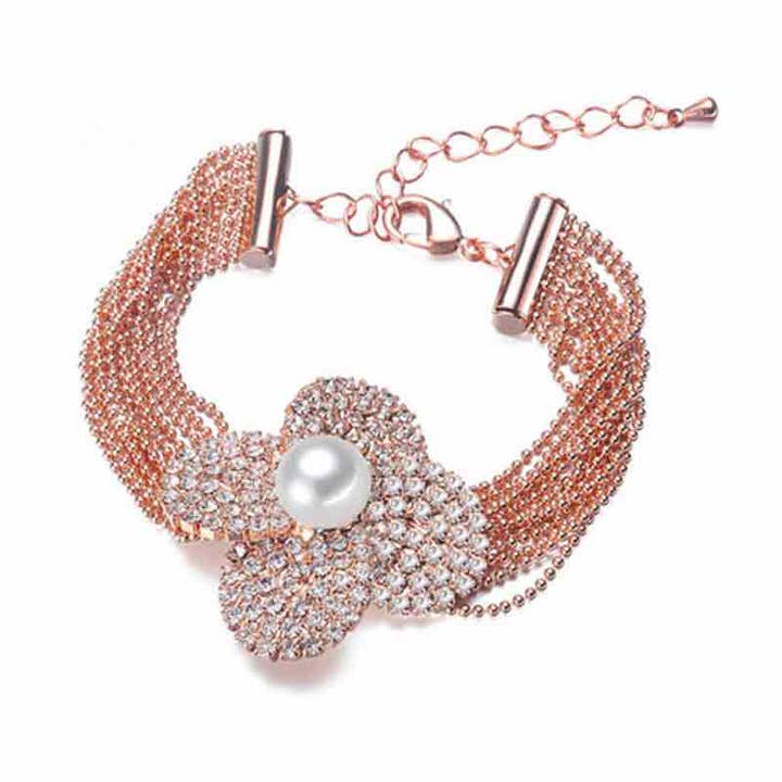 GOLDEN FLOWER PEARL BRACELET for wholesale by Timeless Pearl