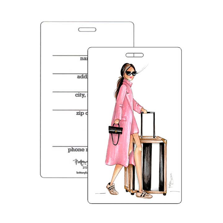 "Peachy" luggage tag for wholesale by Brittany Fuson