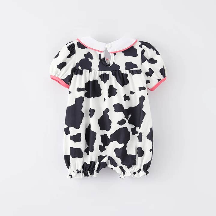 Auraquise - Wholesale Bodysuit (Non-Footed) - Baby - Baby Girls Summer Farm Cow Embroidered Infant Romper1