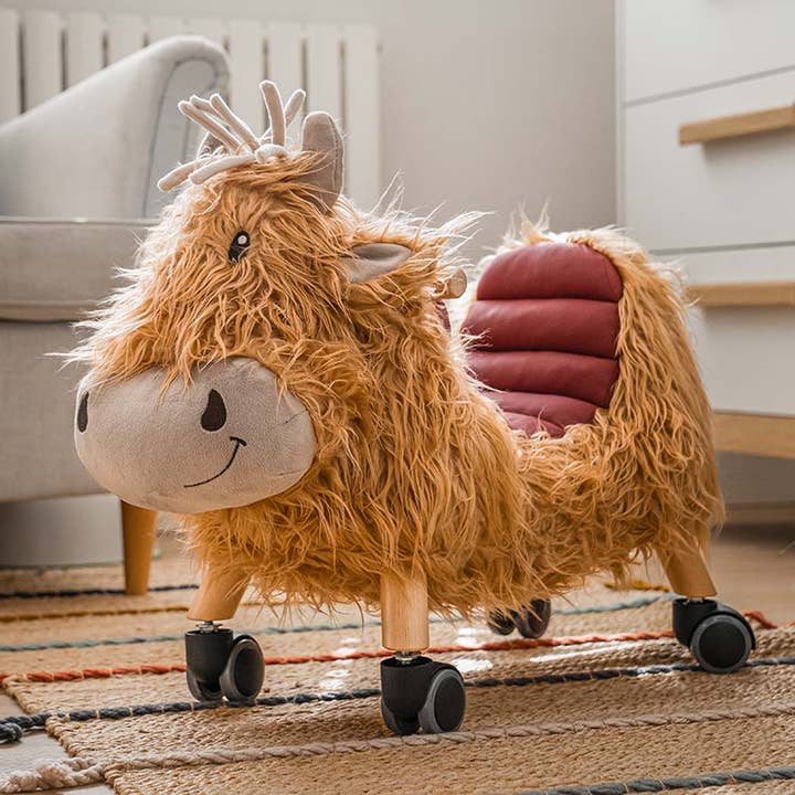 Little Bird Told Me Uk – wholesale Classic toy – Kids – Hubert Highland Cow Ride On Toy - children's wooden toys3