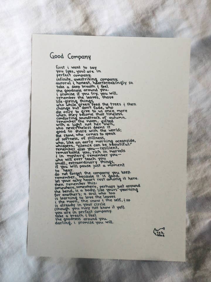 Good Company // Poem for wholesale by NOTESONTHEWAY