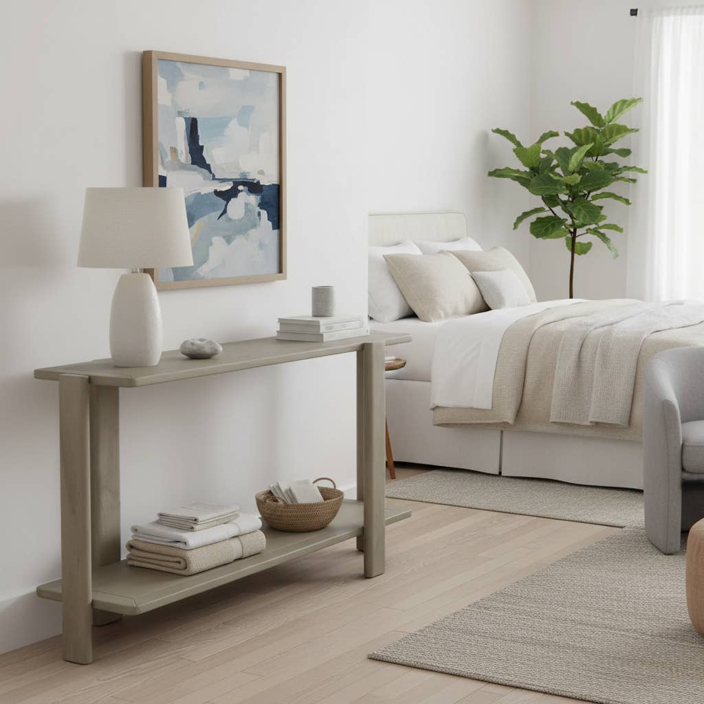 Mango Furniture Inc. - Wholesale Console Table - Ariah solid wood Console Table with shelf7