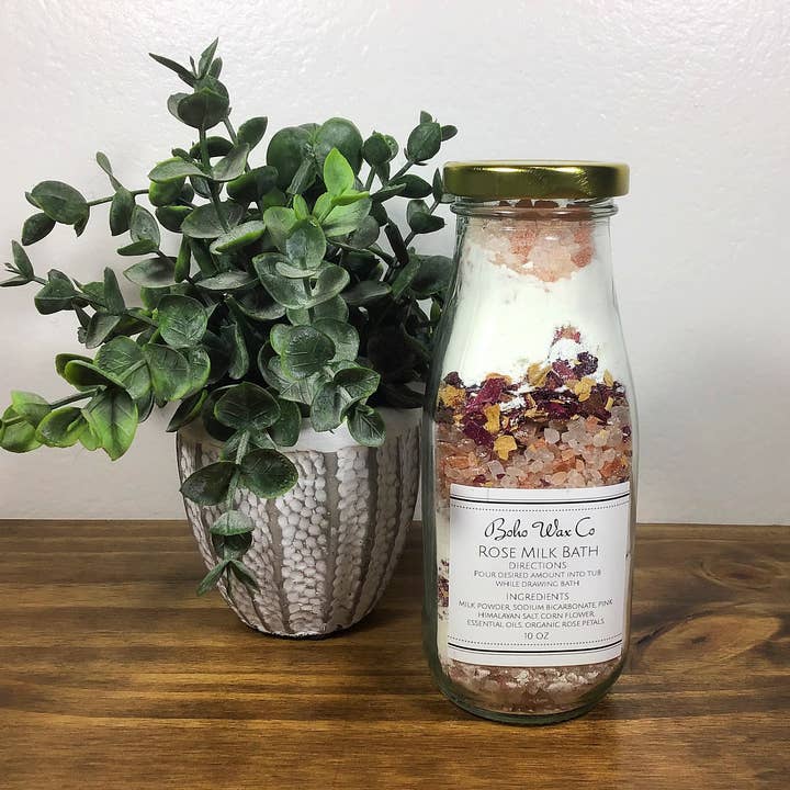 Rose Milk Bath for wholesale by Boho Wax Co