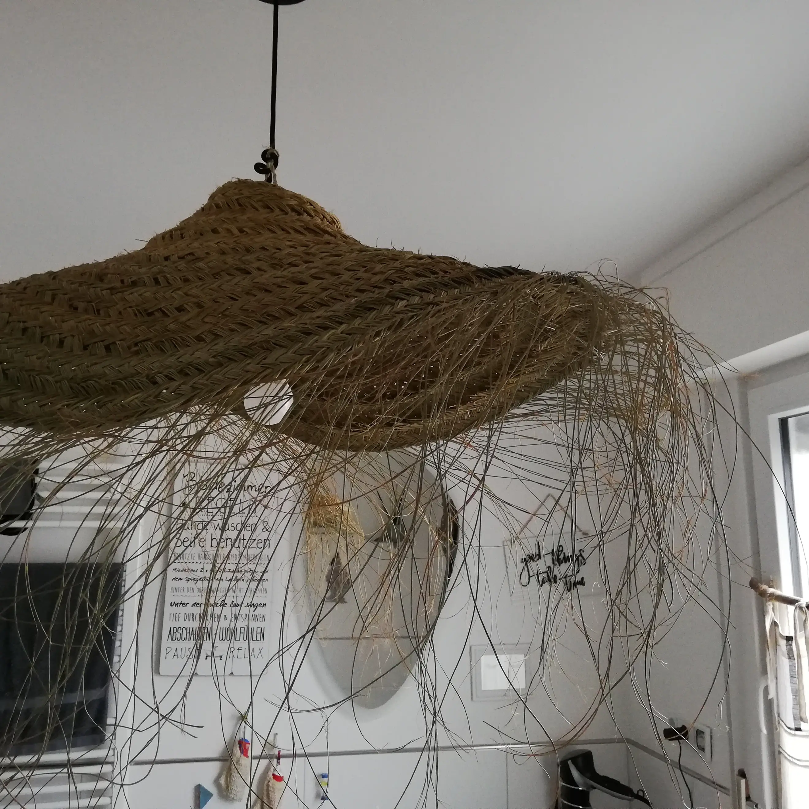 Moroccan Natural bazaar – Candeeiro/lâmpada suspensa por atacado – Luminária pendente de vime em forma de guarda-sol6