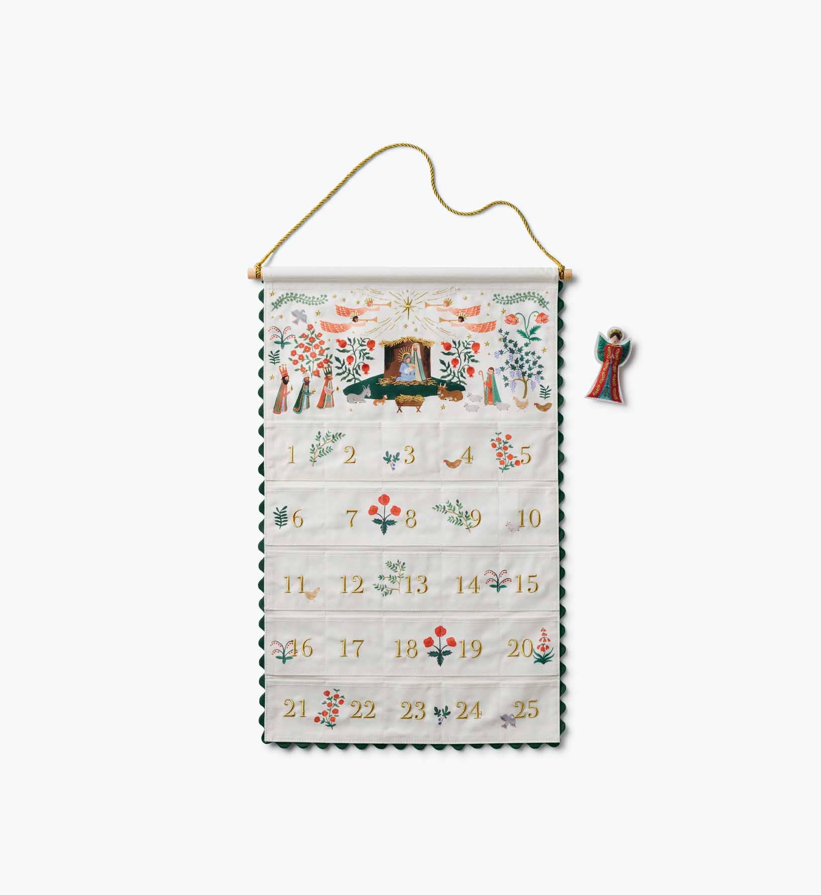 Rifle Paper Co. - Wholesale Advent Calendar - Nativity Embroidered Hanging Advent Calendar