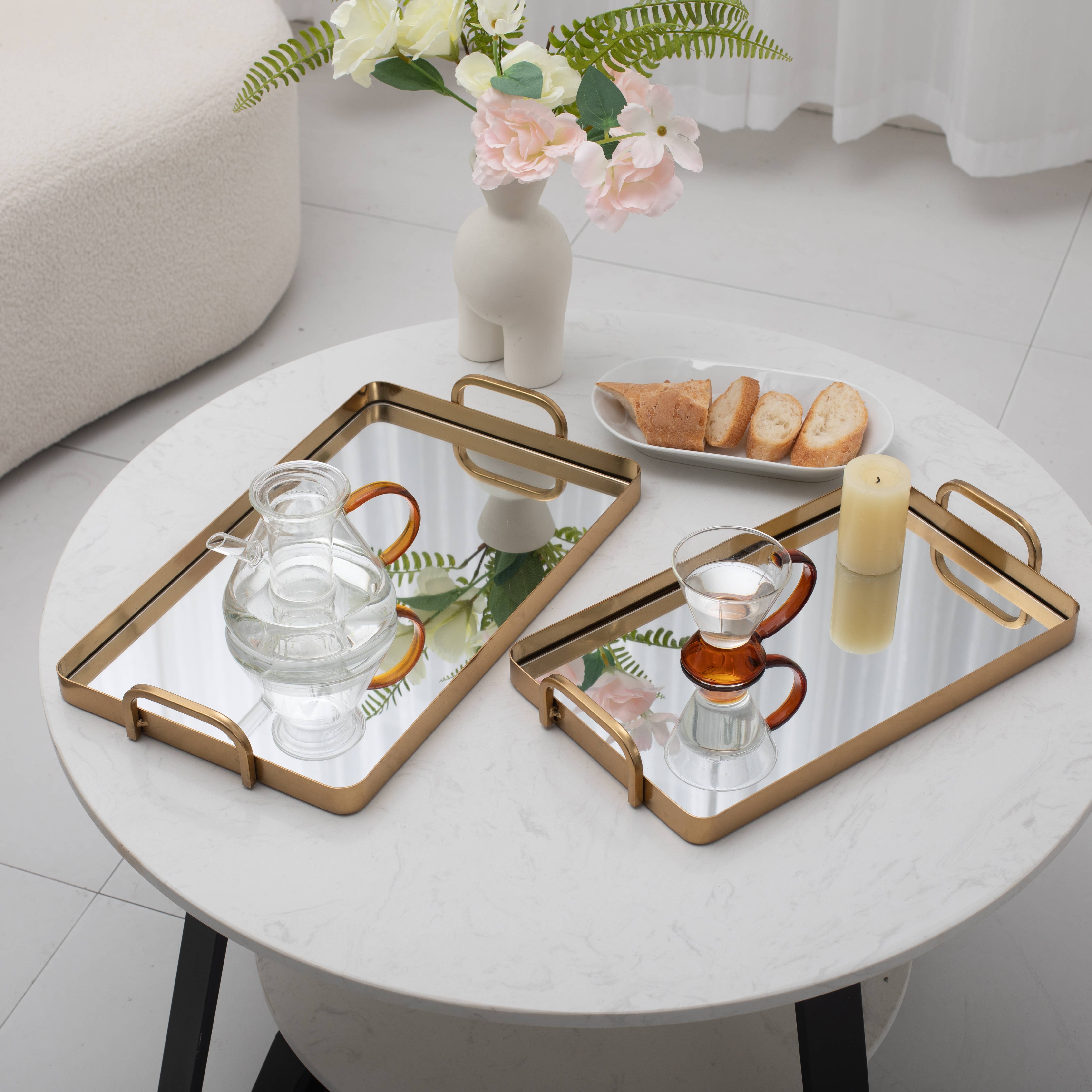 Cheungs Home Decor - Wholesale Decorative Tray - Nuvelle Set of 2 Metal Mirrored Trays6