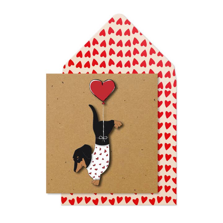 Balão Coração Dachshund, Cartão de Cumprimentos Feito à Mão por atacado de Tache
