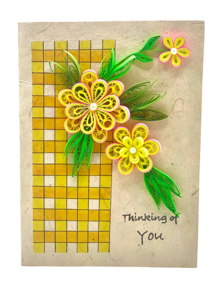 Tarjeta de felicitación Thinking of You con forma de flor para venta al por mayor de Lokta Cards