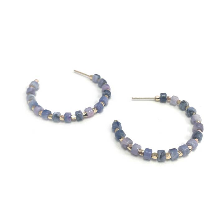 Brincos de Argola Semi-Preciosa Pedra C por atacado de StarryNYC