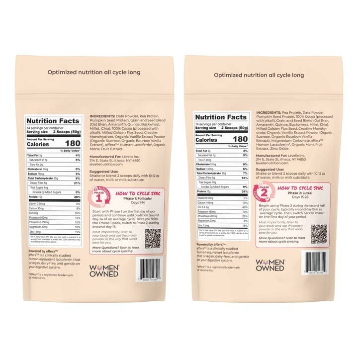 Levelle Nutrition - Wholesale Protein/Superfood Powder - Cycle-Syncing Chocolate Vegan Protein Powder - Full Cycle9